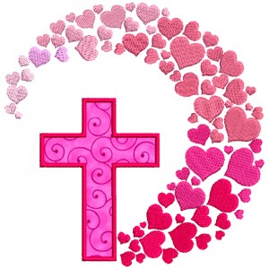 Cross And Hearts Applique Machine Embroidery Design Digitized Pattern